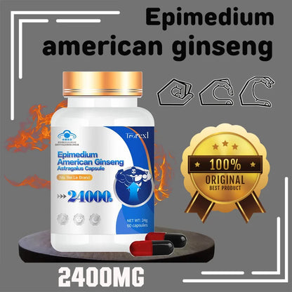 100% Pure Non-GMo Organic American Ginseng Supplement - 60 Capsules