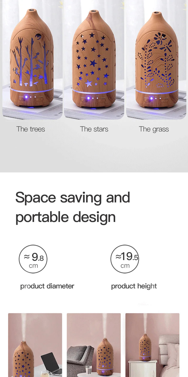 Ultrasonic Essential Oil Diffuser with LED lights 100ml Water Tank