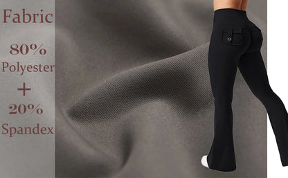 Women's Yoga Flare Trousers, High-Waisted Tummy-Control Wide-Leg