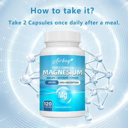 Triple Magnesium Complex - Bone, Muscle & Heart Health Supplement, Sleep Support, Stress Relief, Muscle Relaxation