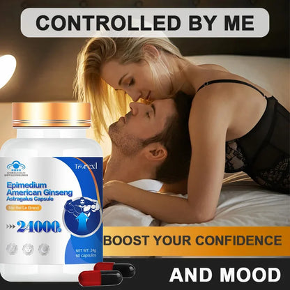 100% Pure Non-GMo Organic American Ginseng Supplement - 60 Capsules