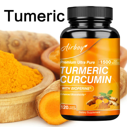 Turmeric Curcumin Capsules - with 95% Curcumin and Black Pepper - High Absorption Joint Supplement - 120 Capsules