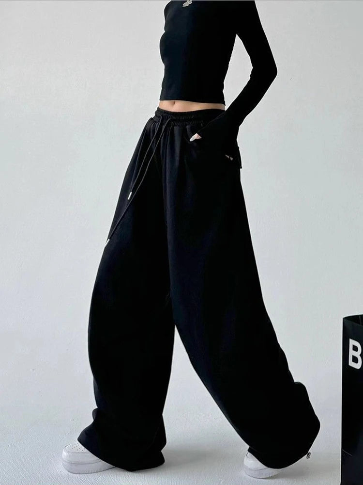 Y2K Harajuku Wide Leg Sweatpants Drawstring Casual Joggers