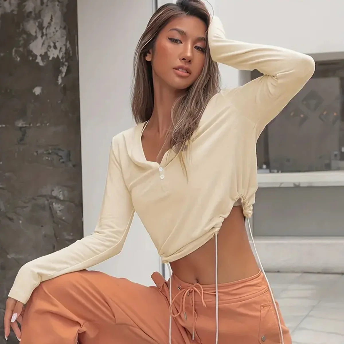 Long Sleeve Gym Crop Top