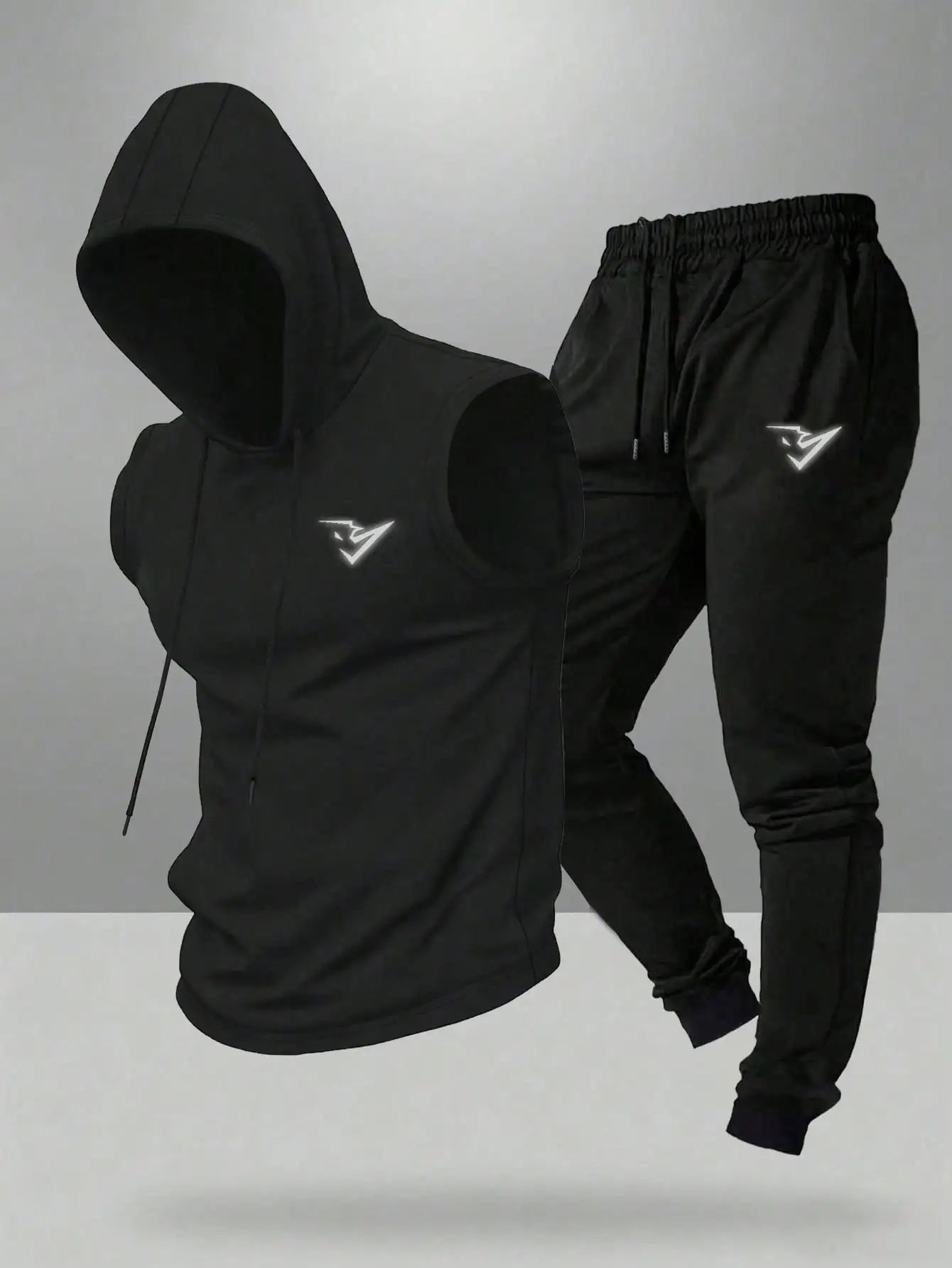 Gym Rark Men's Hooded Vest And Pants Sports Suit