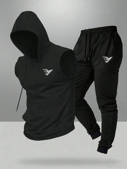 Gym Rark Men's Hooded Vest And Pants Sports Suit
