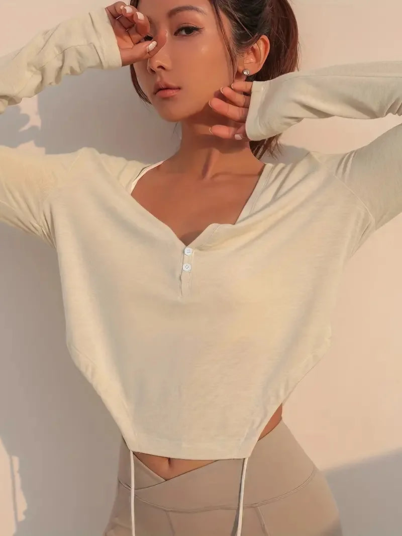 Long Sleeve Gym Crop Top