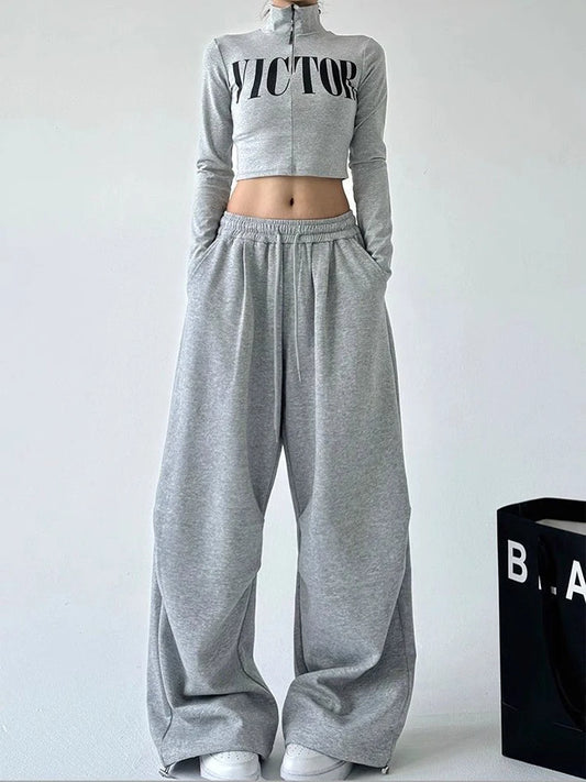 Y2K Harajuku Wide Leg Sweatpants Drawstring Casual Joggers