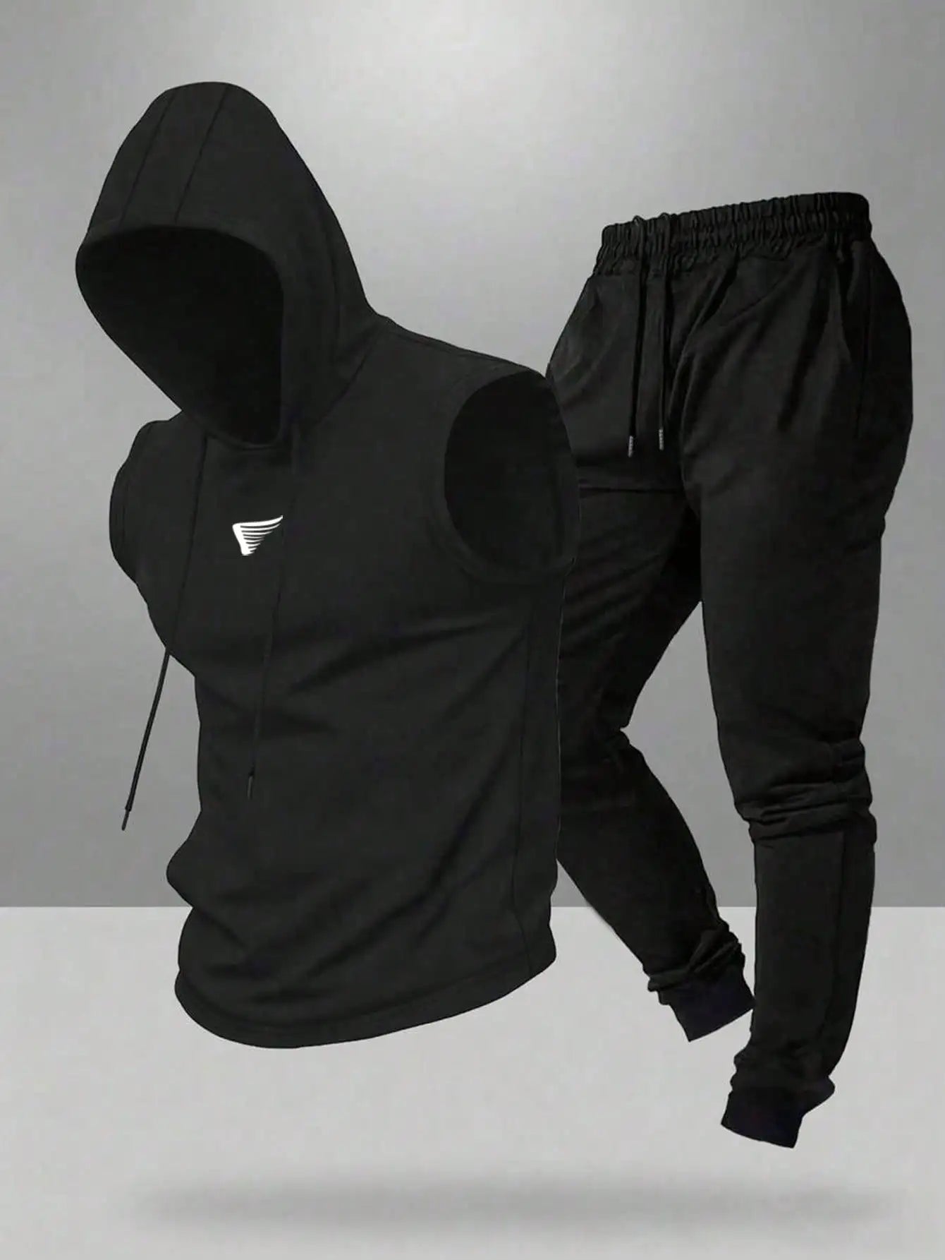 Gym Rark Men's Hooded Vest And Pants Sports Suit