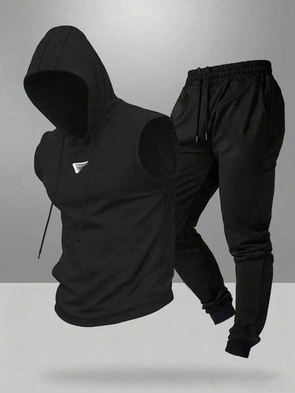Gym Rark Men's Hooded Vest And Pants Sports Suit