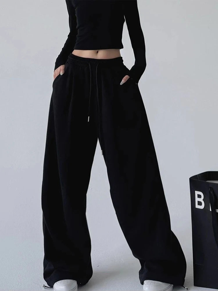 Y2K Harajuku Wide Leg Sweatpants Drawstring Casual Joggers
