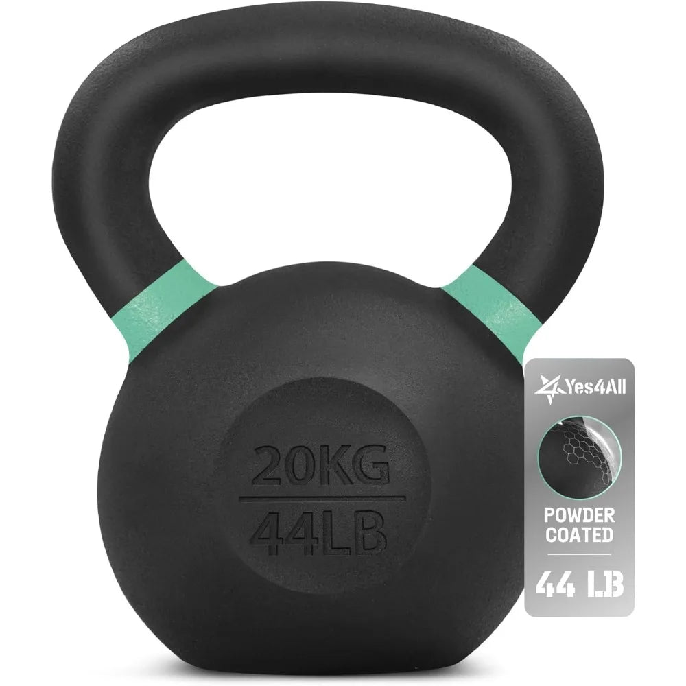 Powder Coated Cast Iron Kettlebell Non-Slip Handle Flat Bottom