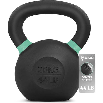Powder Coated Cast Iron Kettlebell Non-Slip Handle Flat Bottom