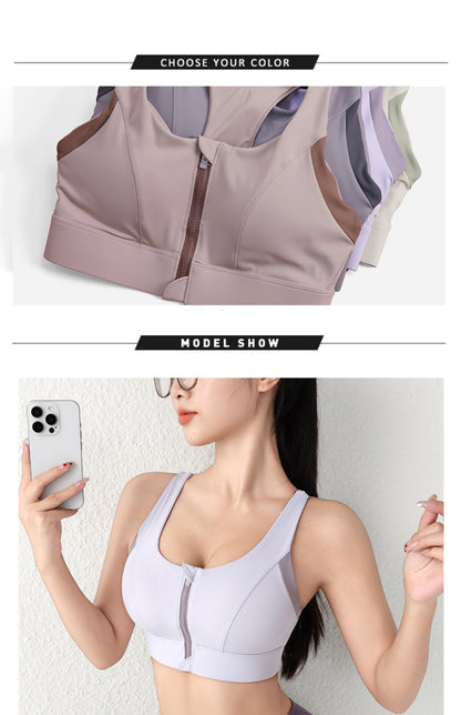 New Design Summer One-Piece High-Strength Shock-Proof Sports Underwear Vested Front Zipper  Yogo Sports Bra