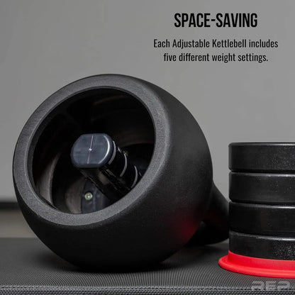 Adjustable Kettlebell Set for Home Gym, 20 - 40 lb Variable Options, Compact Steel with Ergonomic Handle for Strength Training
