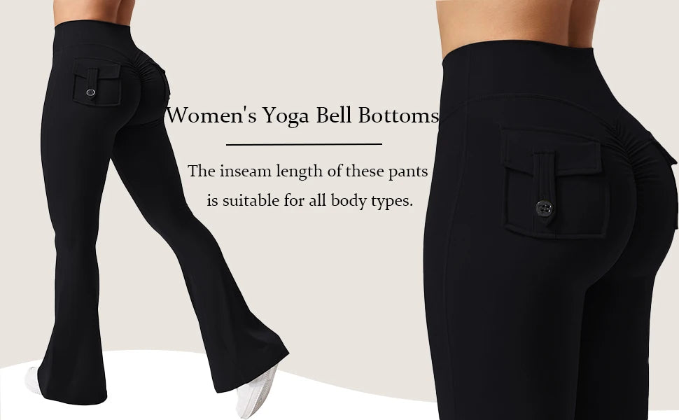 Women's Yoga Flare Trousers, High-Waisted Tummy-Control Wide-Leg