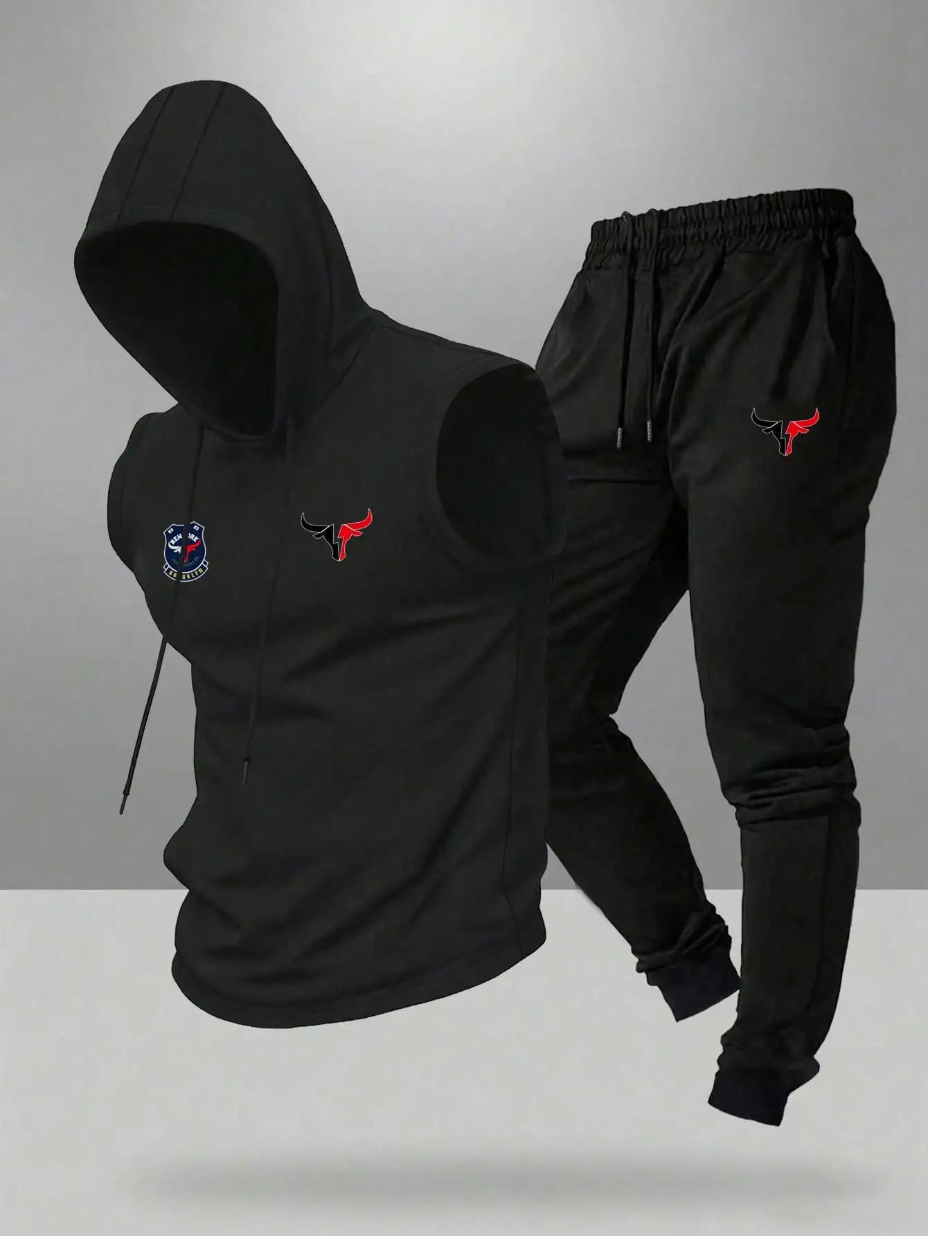 Gym Rark Men's Hooded Vest And Pants Sports Suit