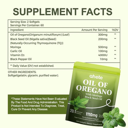 Oil of Oregano with Moringa Black Seed Oil Softgels