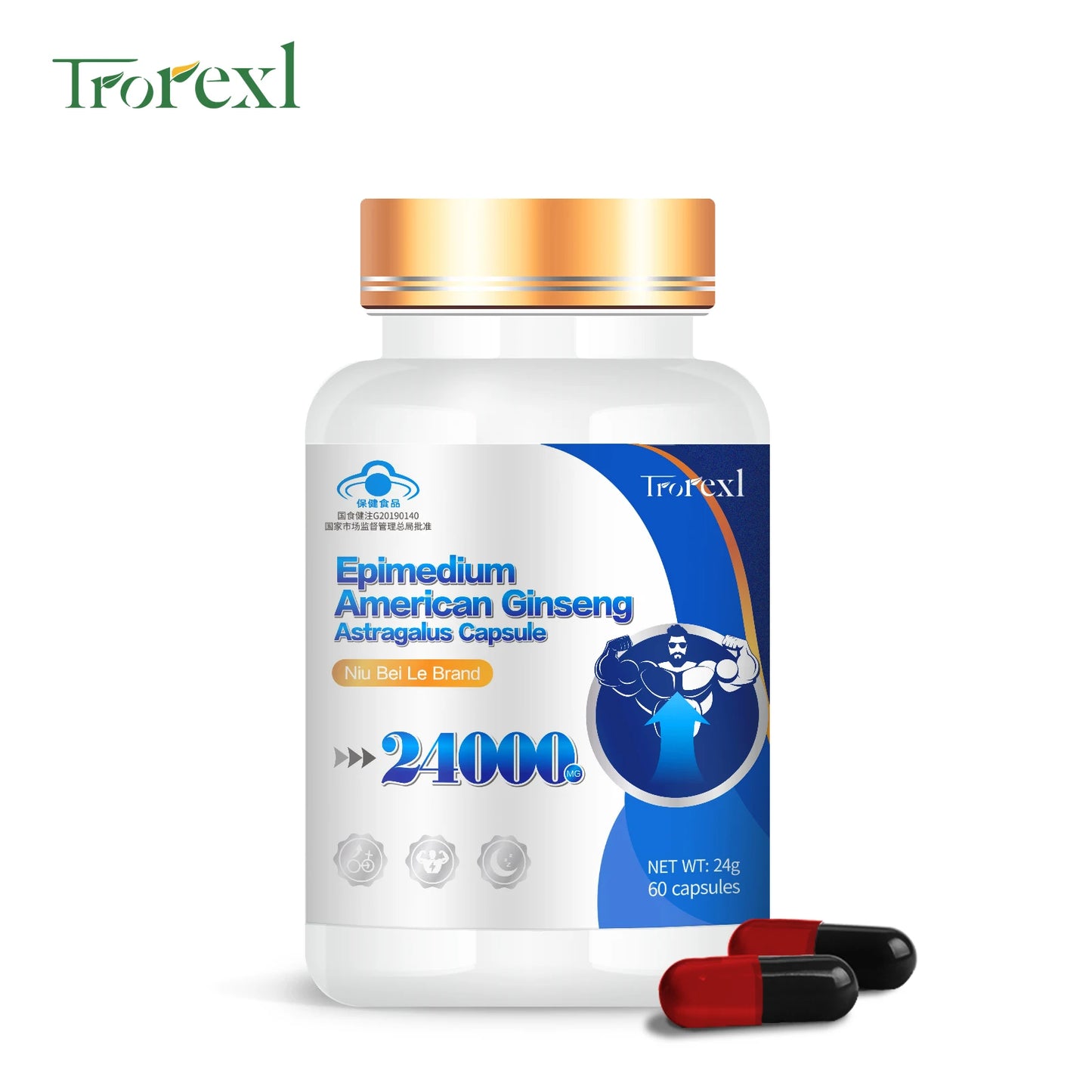 100% Pure Non-GMo Organic American Ginseng Supplement - 60 Capsules