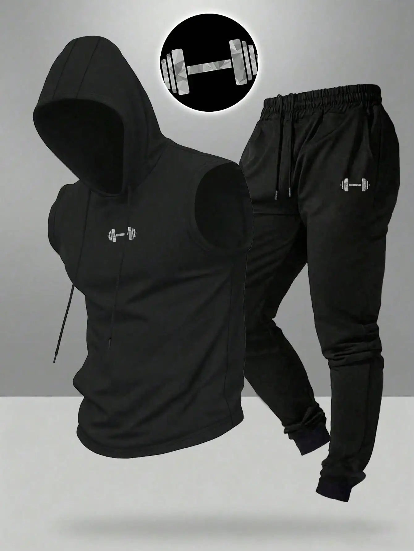 Gym Rark Men's Hooded Vest And Pants Sports Suit