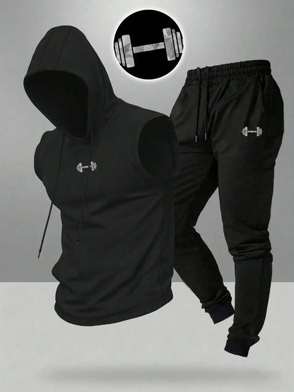 Gym Rark Men's Hooded Vest And Pants Sports Suit