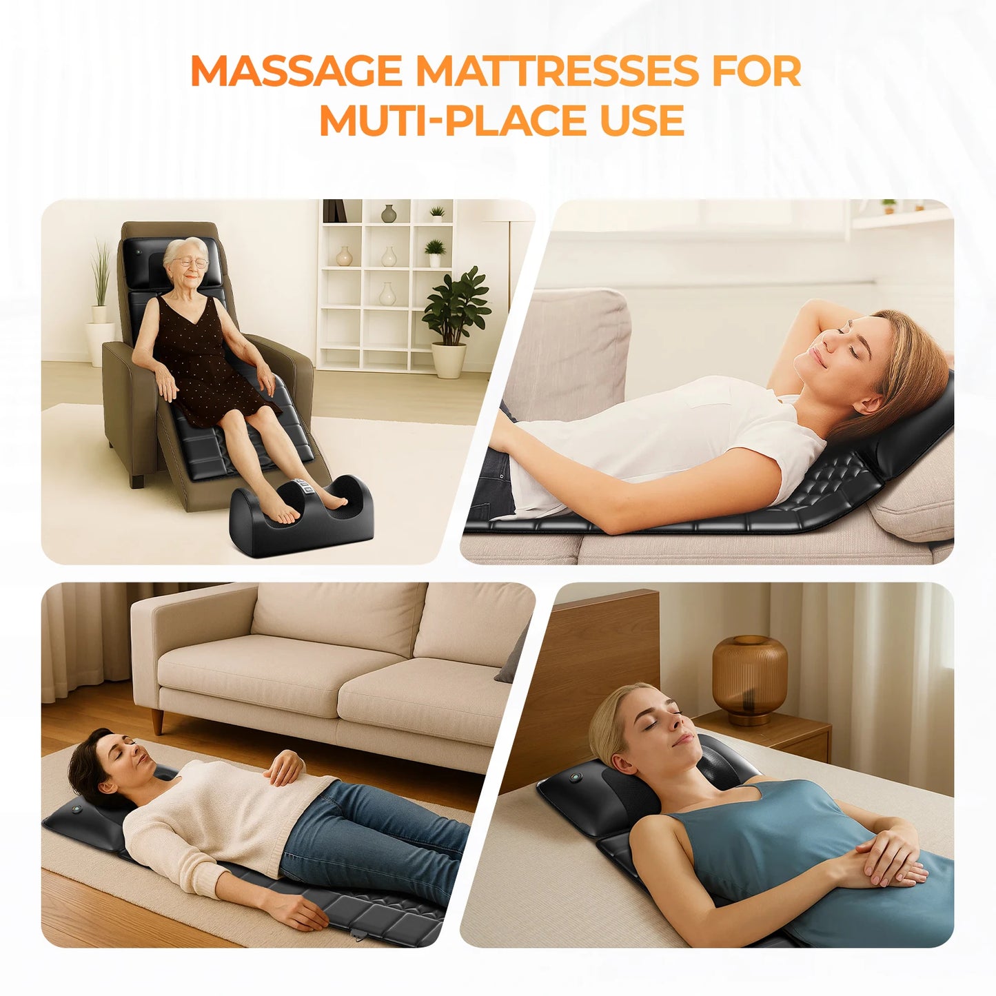 Shiatsu Full Body Massage Mat with Heat, Detachable Massager Pad