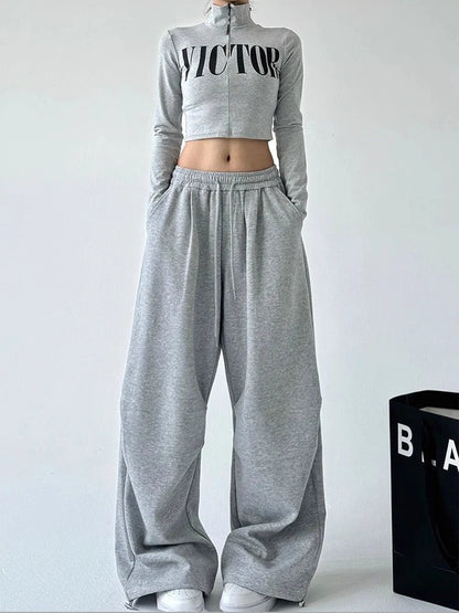 Y2K Harajuku Wide Leg Sweatpants Drawstring Casual Joggers