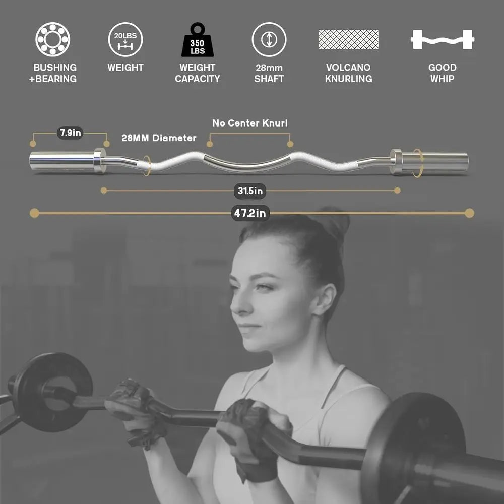 2 Inch EZ Curl Bar with Weights, 350LBS Weight Capacity