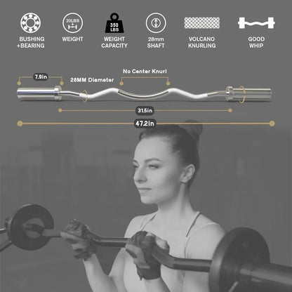 2 Inch EZ Curl Bar with Weights, 350LBS Weight Capacity