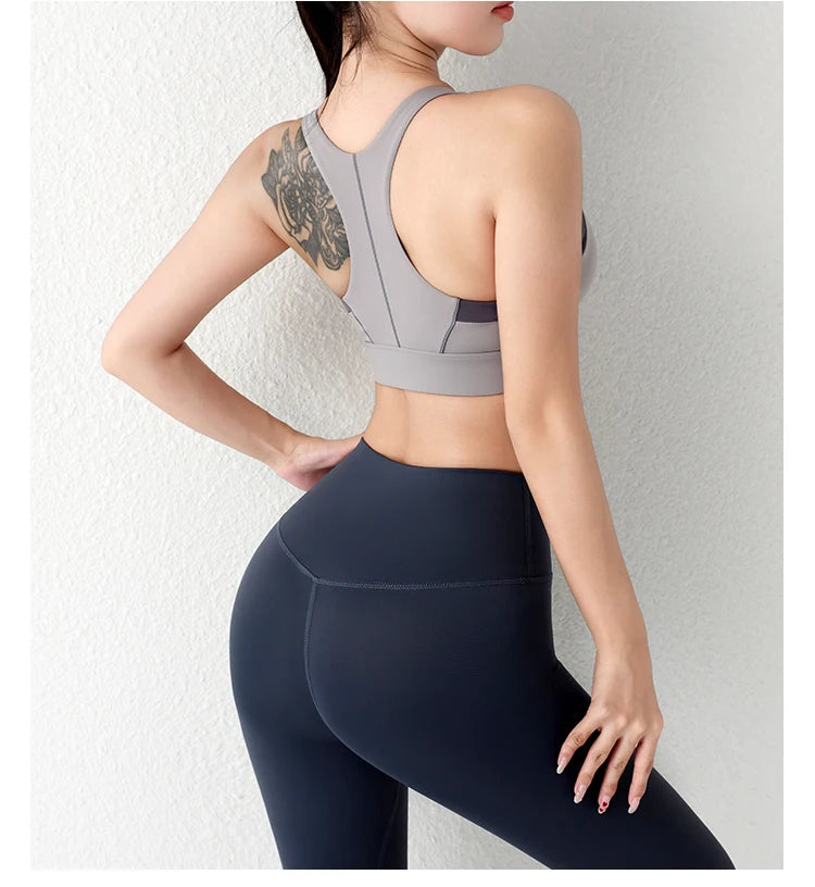 New Design Summer One-Piece High-Strength Shock-Proof Sports Underwear Vested Front Zipper  Yogo Sports Bra