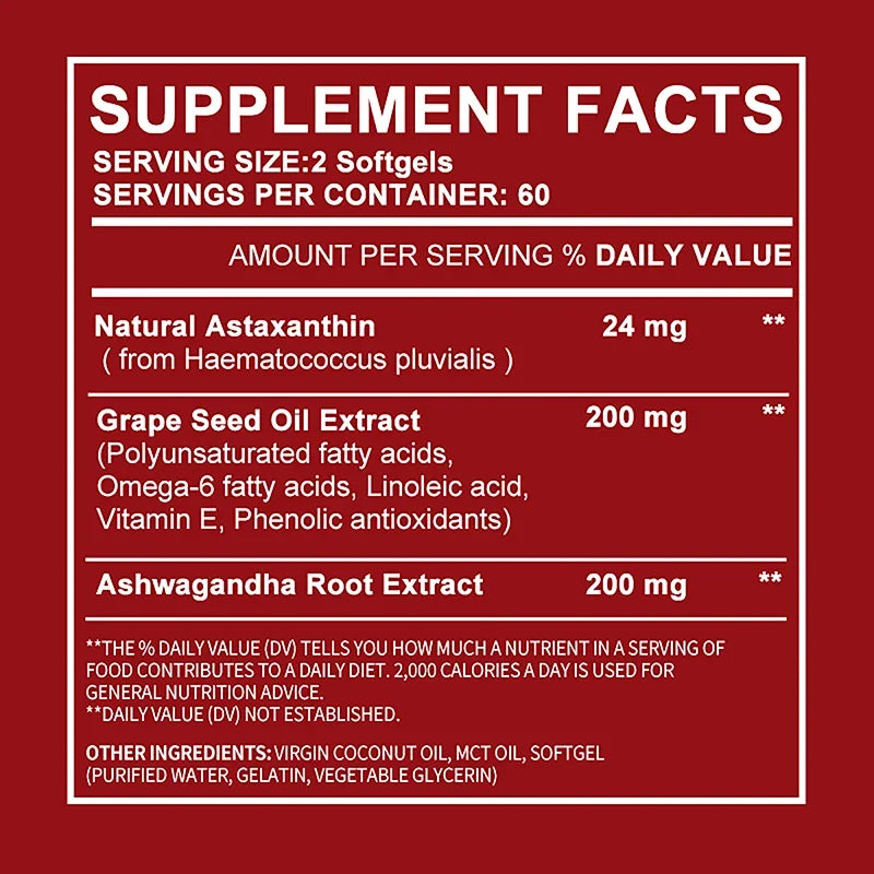 Astaxanthin 24mg - Remium Antioxidant - 120 Capsules