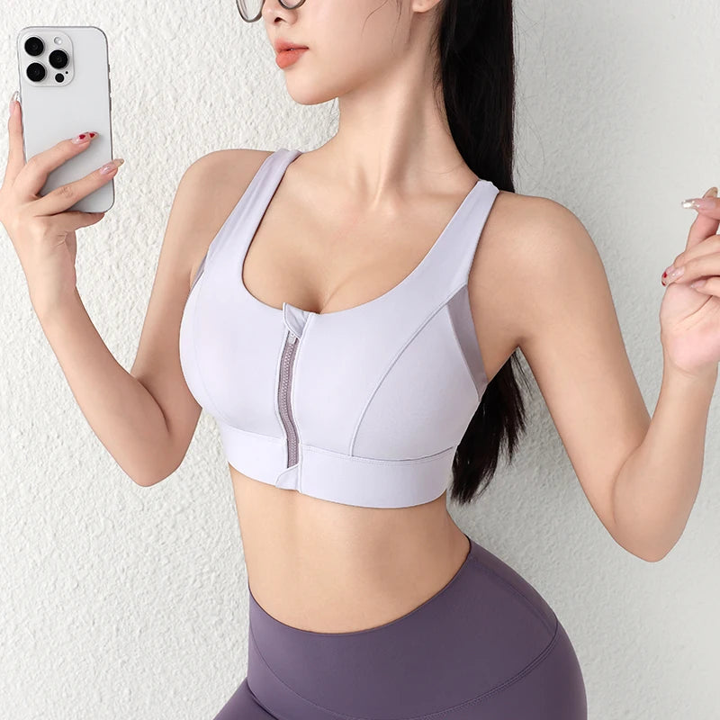 New Design Summer One-Piece High-Strength Shock-Proof Sports Underwear Vested Front Zipper  Yogo Sports Bra