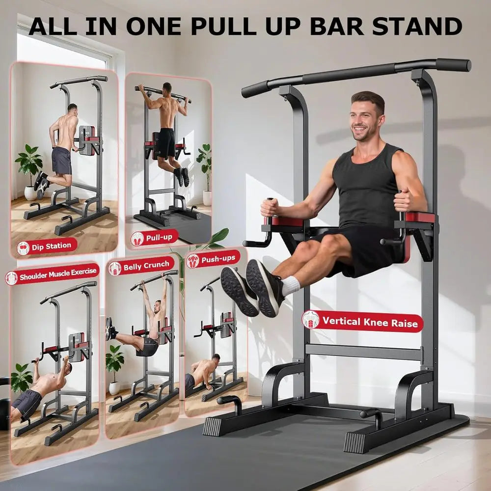 Multi-Functional Adjustable Home Gym Pull-Up Bar with Elastic Resistance Bands