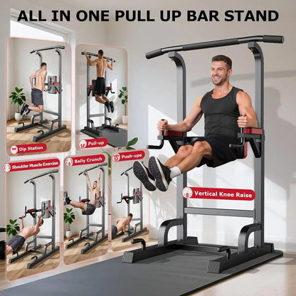 Multi-Functional Adjustable Home Gym Pull-Up Bar with Elastic Resistance Bands