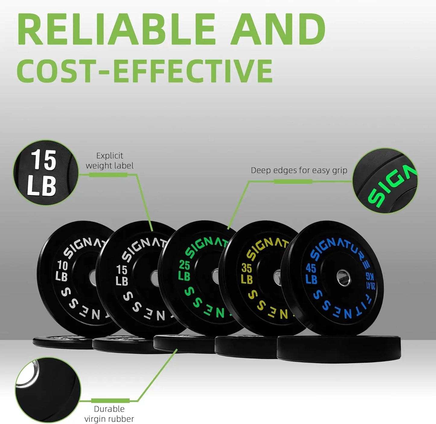 Cast Iron Bumper Plates, Green, Multiple Options