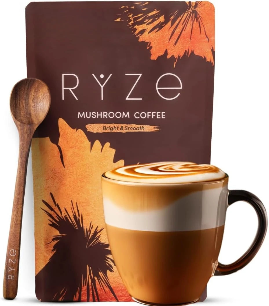 Organic Mushroom Coffee Powder Contain 6 Types Adaptogenic Mushrooms Extract MCT Oil Brewing Use Smooth Daily Beverage Support