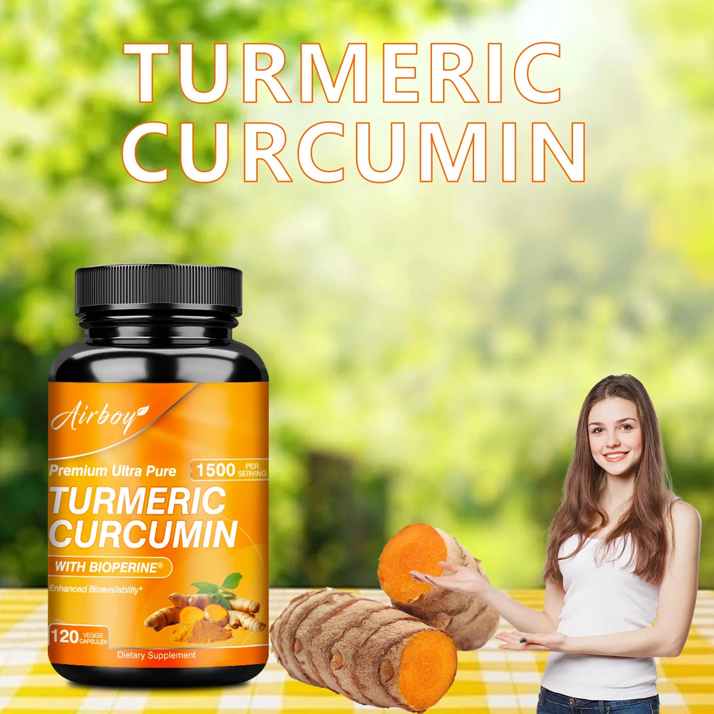 Turmeric Curcumin Capsules - with 95% Curcumin and Black Pepper - High Absorption Joint Supplement - 120 Capsules