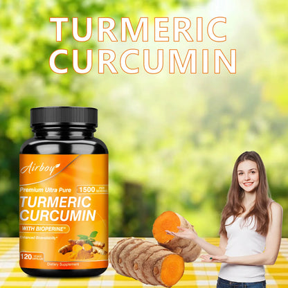 Turmeric Curcumin Capsules - with 95% Curcumin and Black Pepper - High Absorption Joint Supplement - 120 Capsules