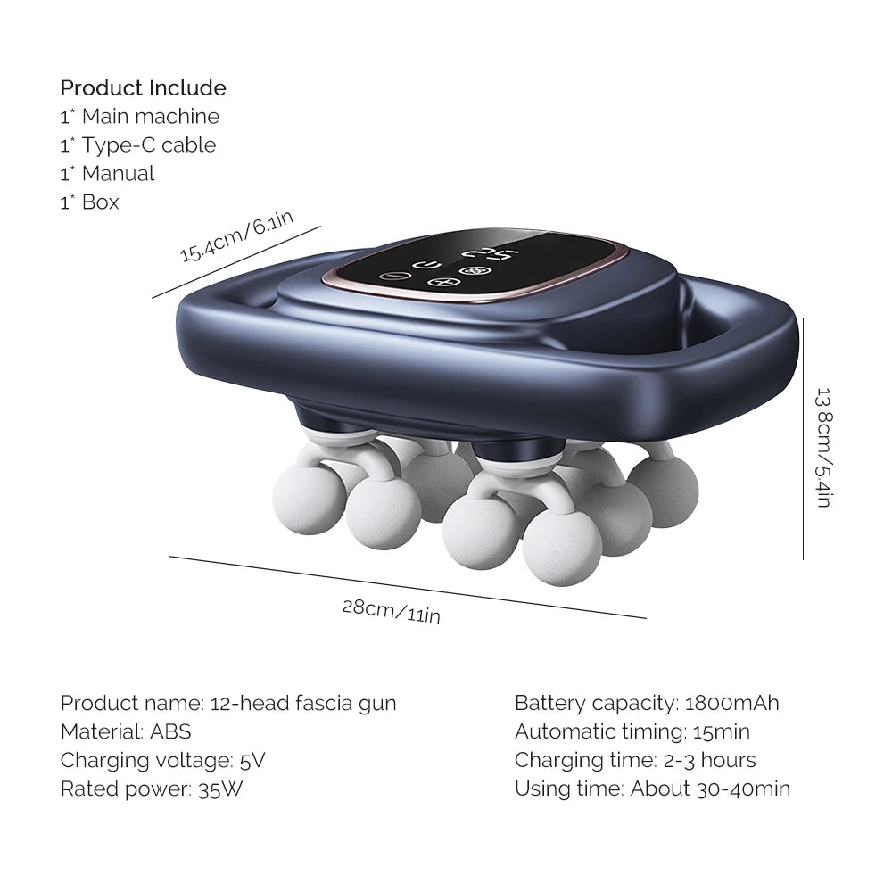 16-Head Fascia Gun High-Frequency Vibration Body Massage Gun