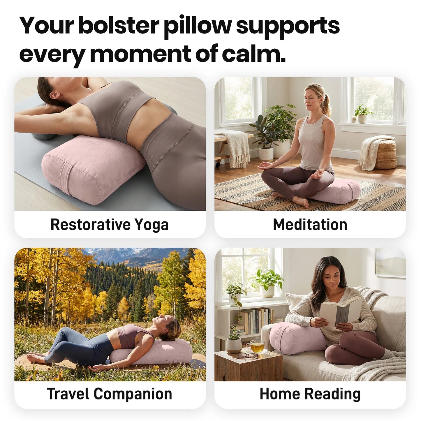 Yoga Bolster Pillow Round Cylinder Meditation Cushion