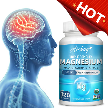 Triple Magnesium Complex - Bone, Muscle & Heart Health Supplement, Sleep Support, Stress Relief, Muscle Relaxation