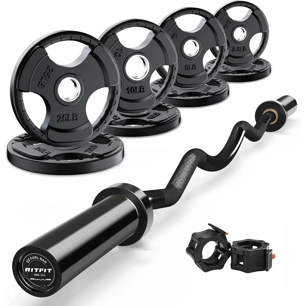 2 Inch EZ Curl Bar with Weights, 350LBS Weight Capacity
