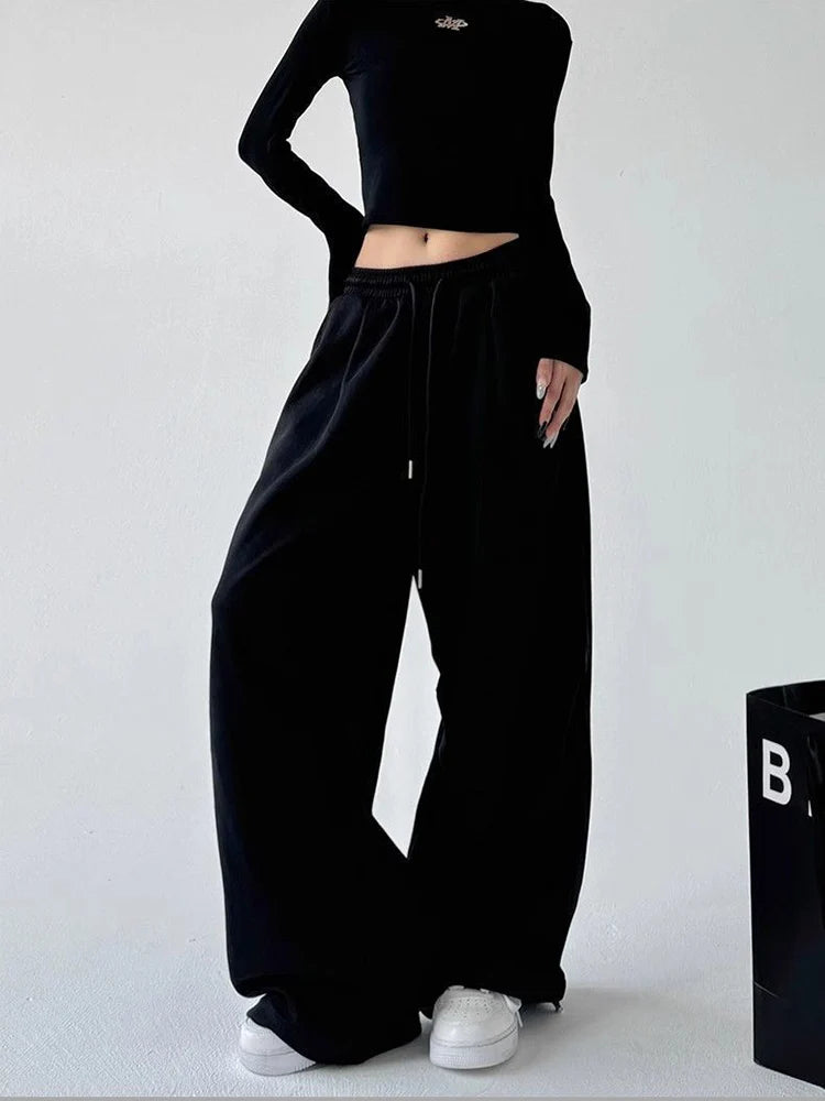 Y2K Harajuku Wide Leg Sweatpants Drawstring Casual Joggers
