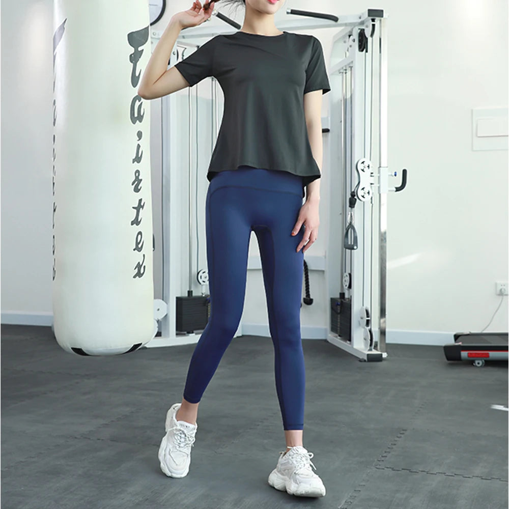 New Hem Opening Sports Tops Women Loose Quick-Dry Yoga T-Shirt