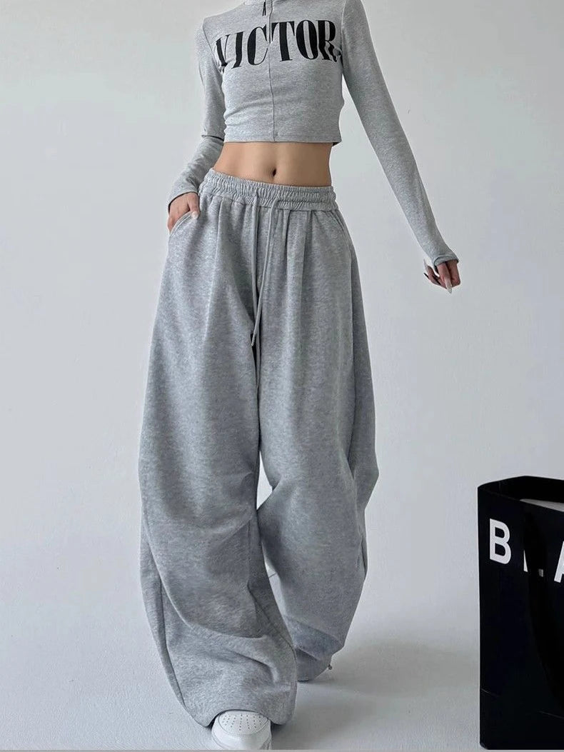 Y2K Harajuku Wide Leg Sweatpants Drawstring Casual Joggers