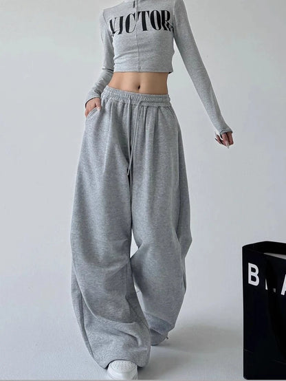 Y2K Harajuku Wide Leg Sweatpants Drawstring Casual Joggers