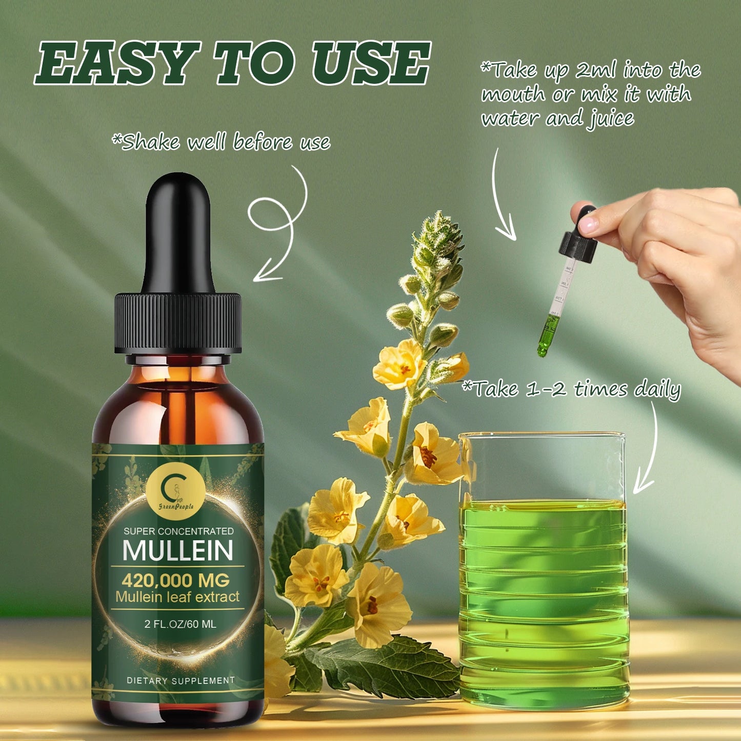 Mullein Leaf Extract Drops - Lung Cleanse - Powerful Mullein for Immune Support