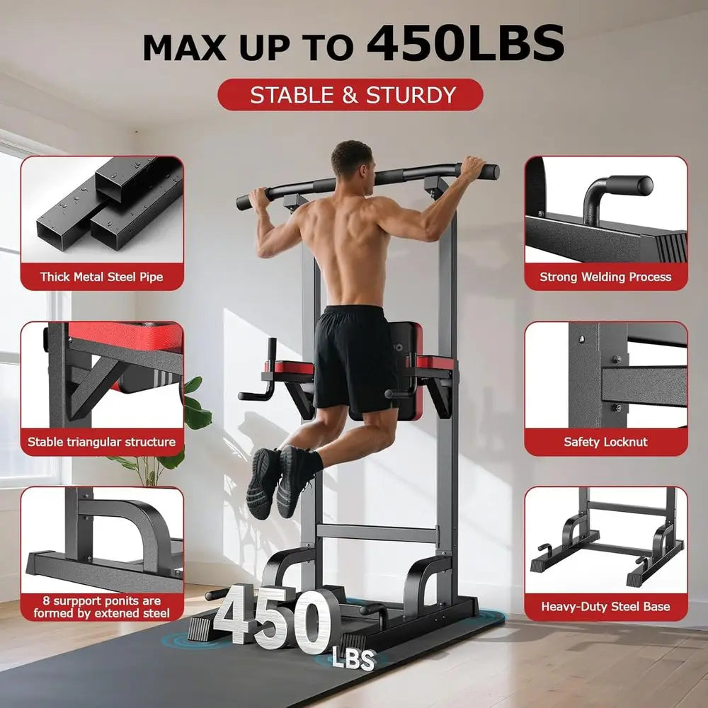 Multi-Functional Adjustable Home Gym Pull-Up Bar with Elastic Resistance Bands