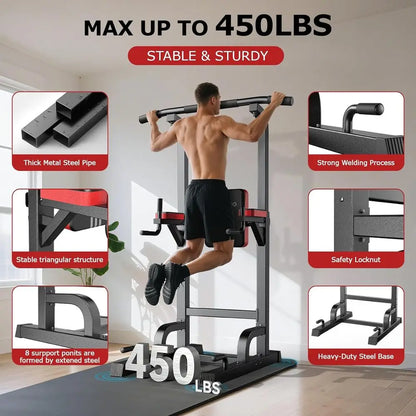 Multi-Functional Adjustable Home Gym Pull-Up Bar with Elastic Resistance Bands