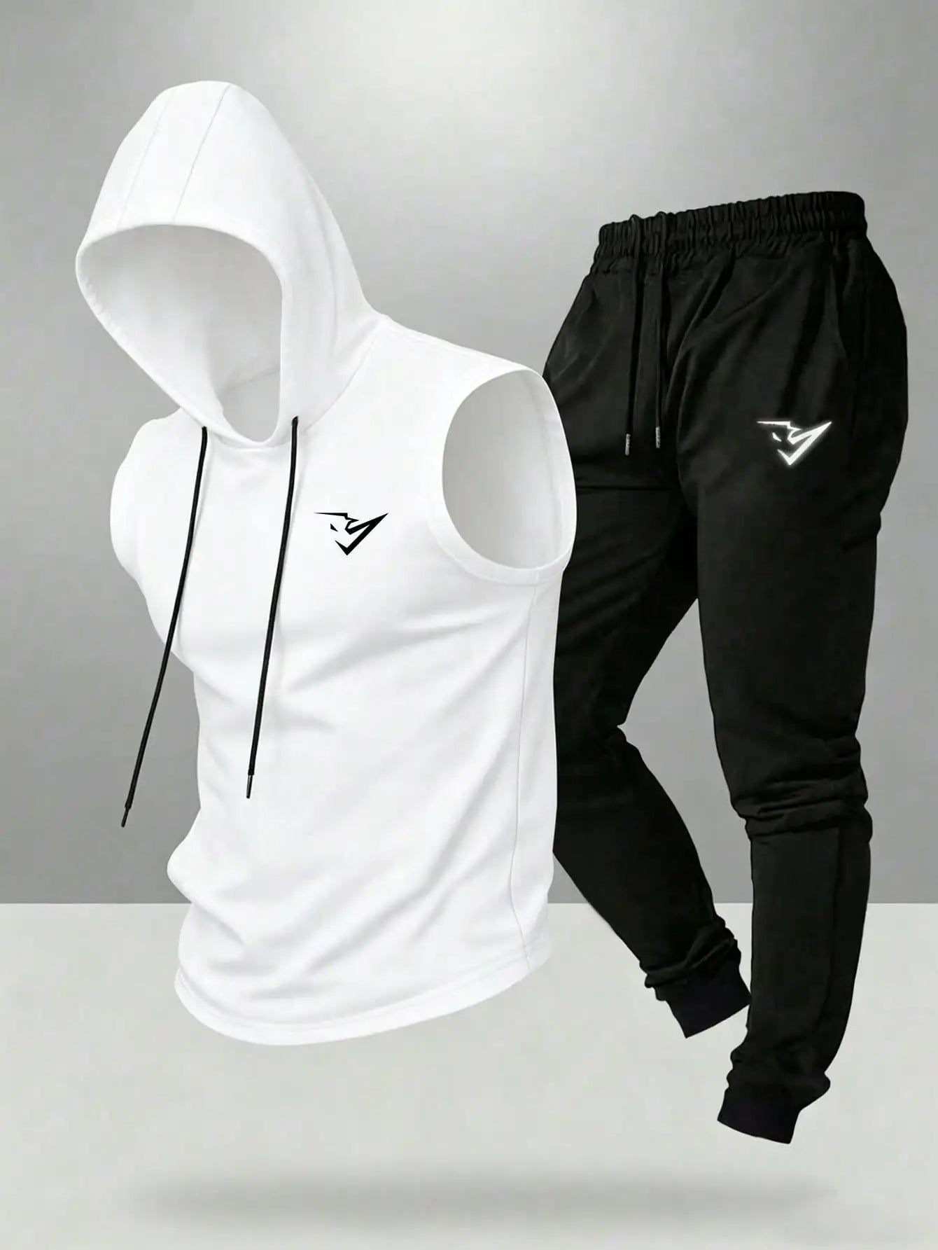 Gym Rark Men's Hooded Vest And Pants Sports Suit